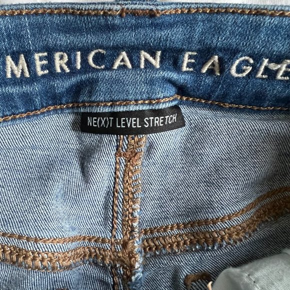 Blue Distressed Women's American Eagle Denim Shorts, Size 2 - Picture 3 of 4